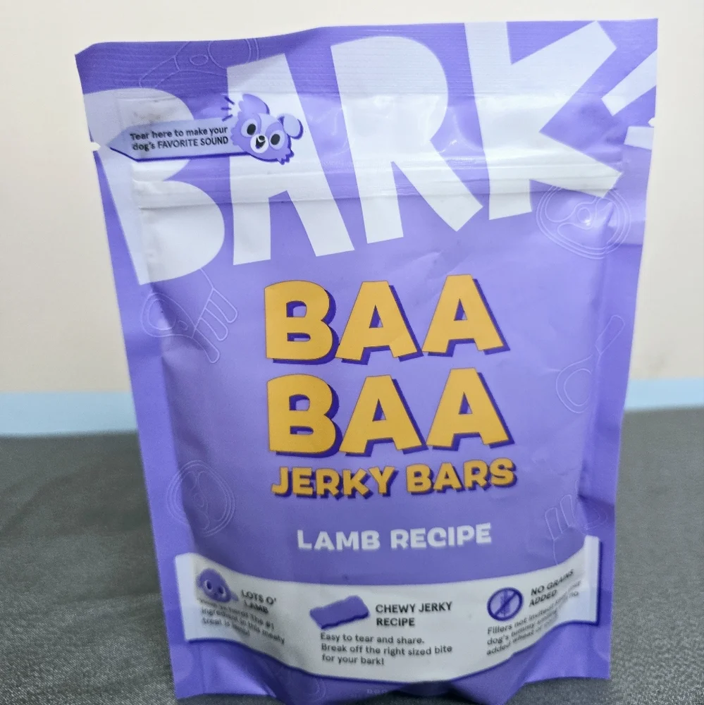 NEW SEALED - Bark Box Baa Baa Jerky Bars and Biscuits Lamb Treat Bag